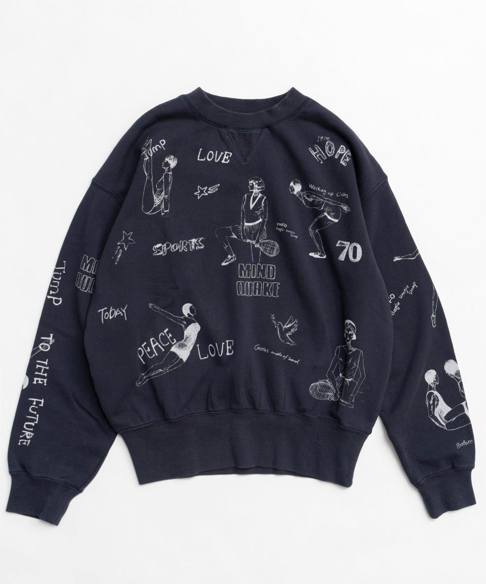 MAISON SPECIAL-Vintage Style Drawing Sweatshirt-NOWALL