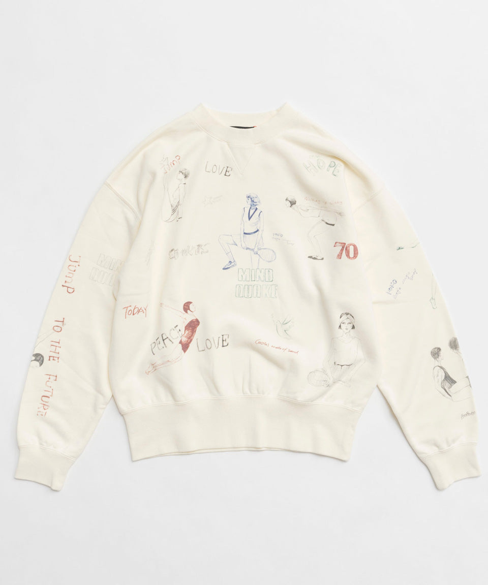 MAISON SPECIAL-Vintage Style Drawing Sweatshirt-NOWALL