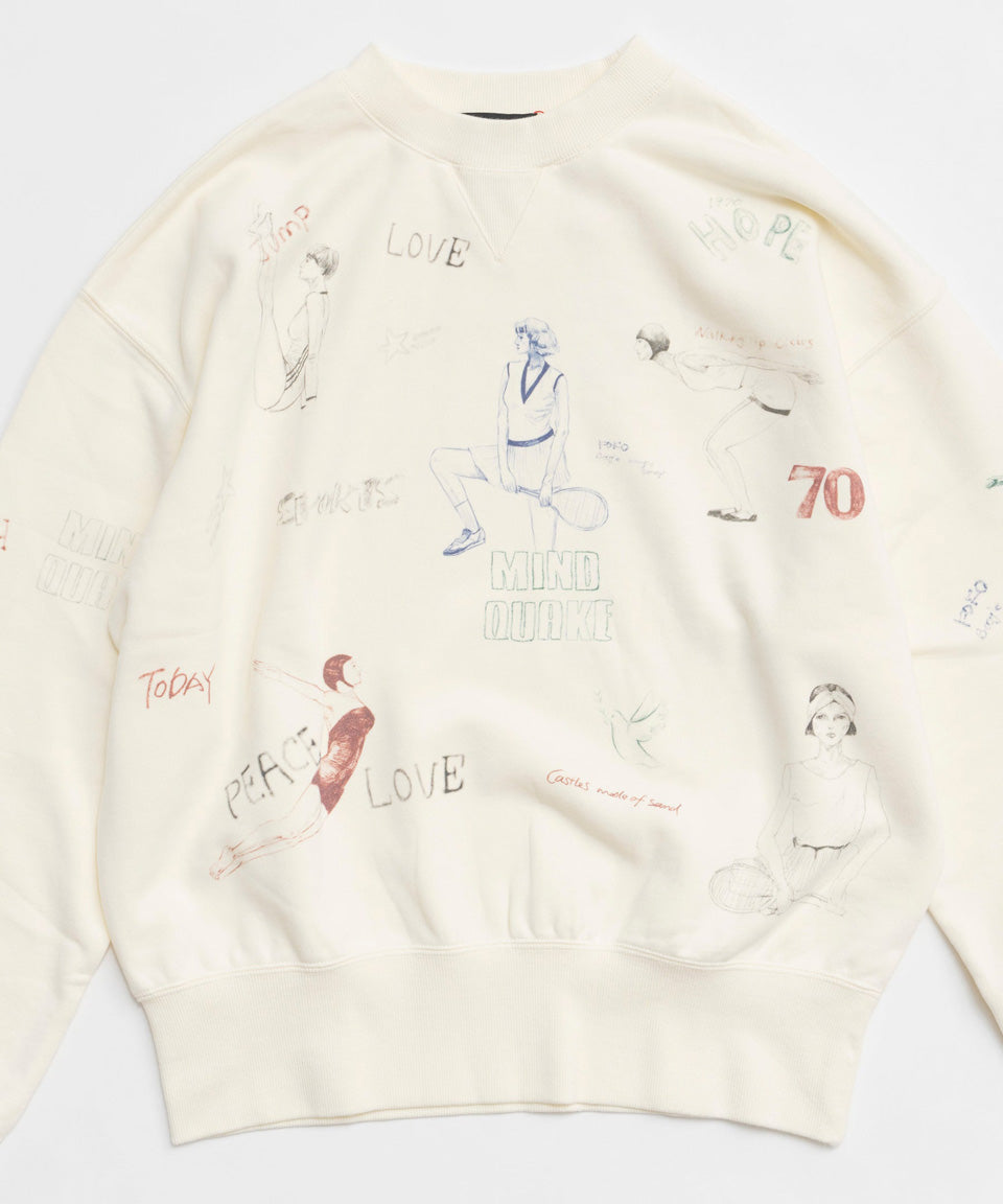 MAISON SPECIAL-Vintage Style Drawing Sweatshirt-NOWALL