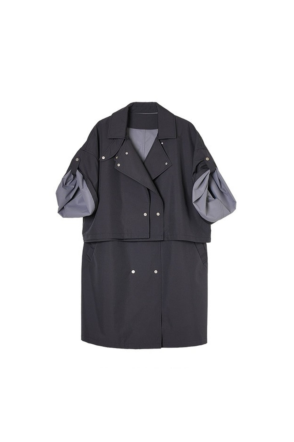 MICALLE MICALLE-Volume Sleeve Short Trench Coat-NOWALL