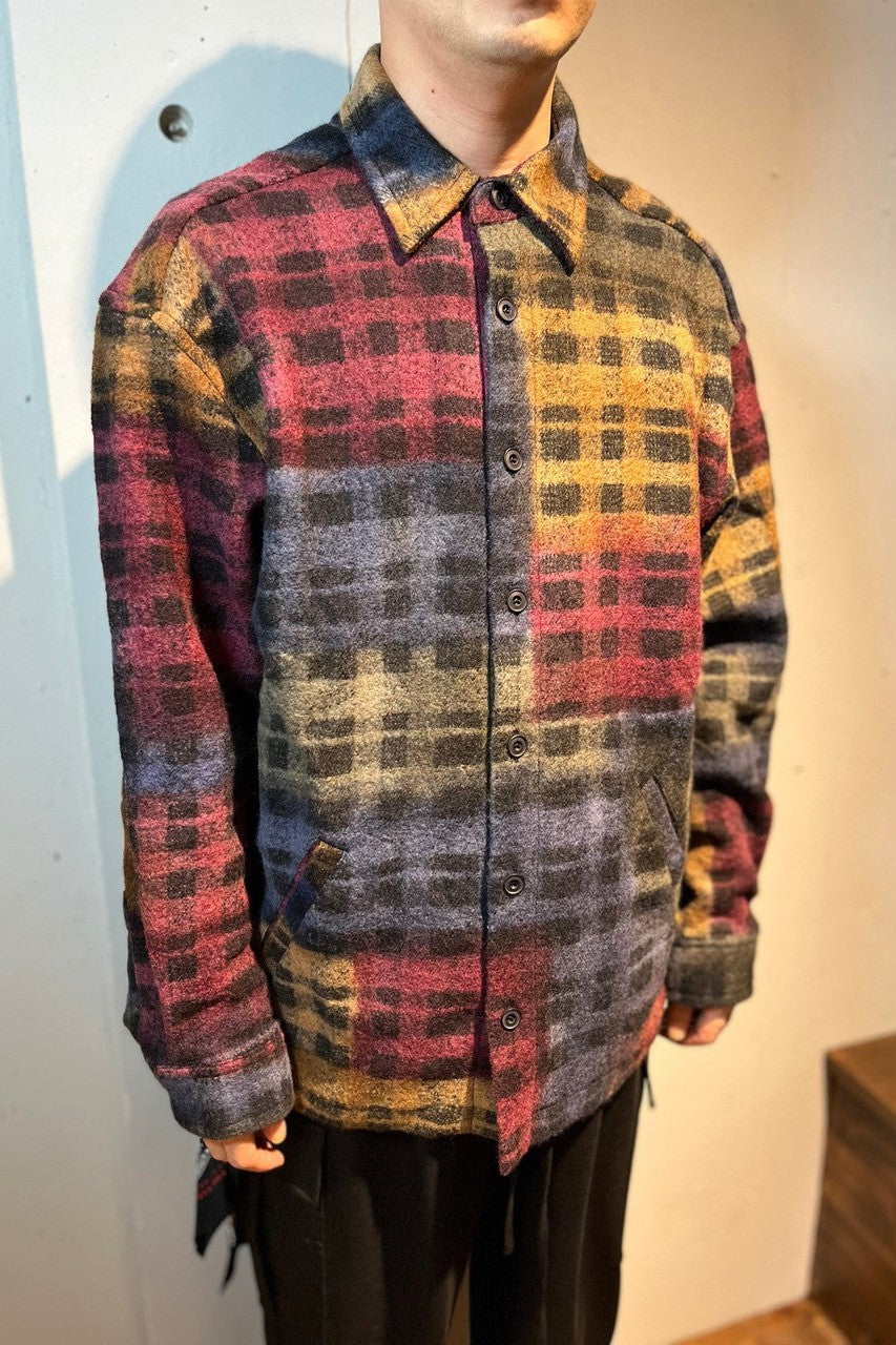 destin-WOOL CASHMERE CRAZY PATTERN CHECK SHIRT-NOWALL