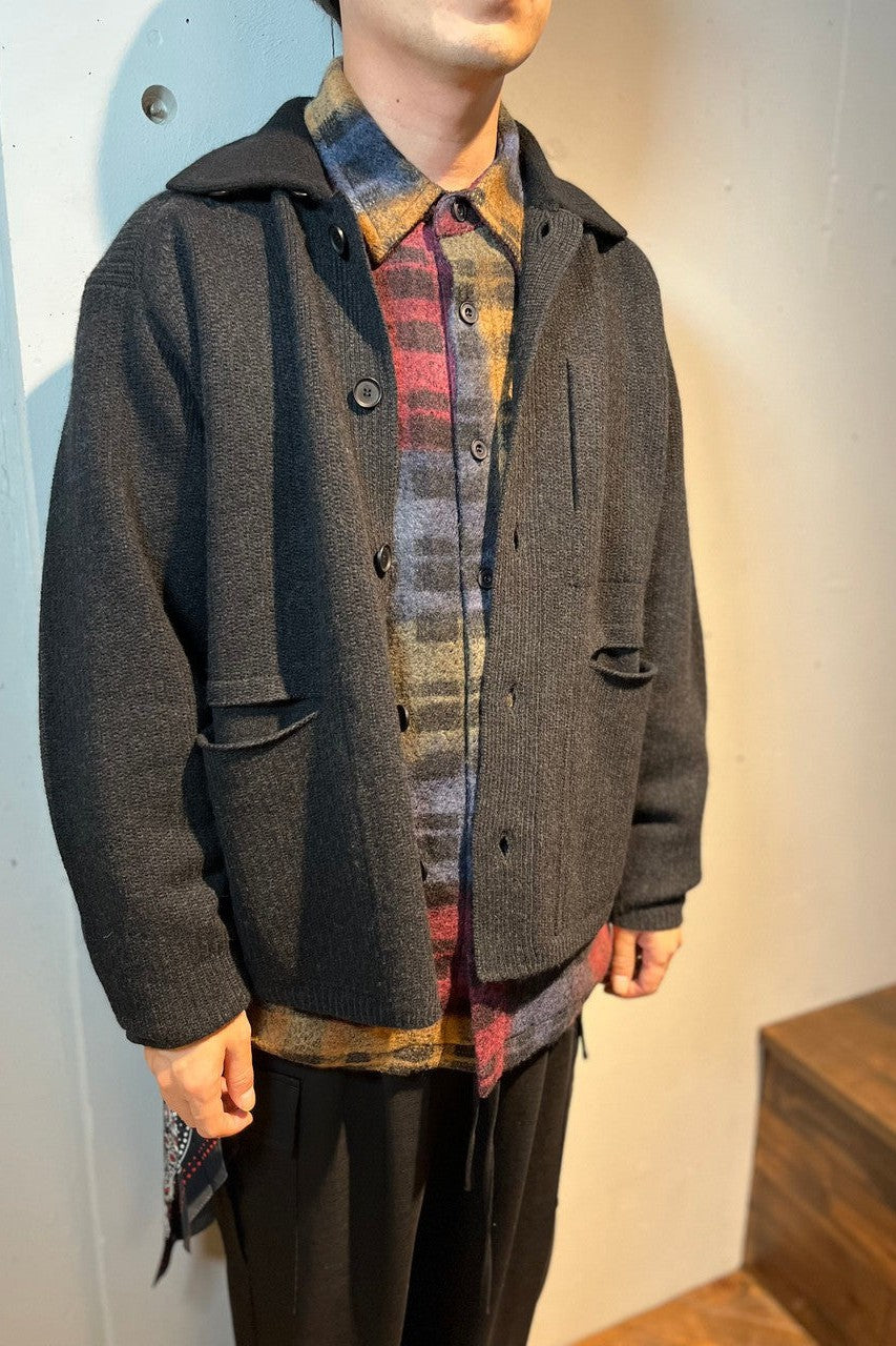 destin-WOOL CASHMERE CRAZY PATTERN CHECK SHIRT-NOWALL