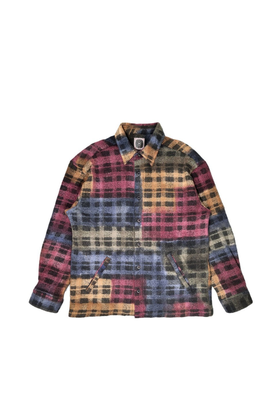 destin-WOOL CASHMERE CRAZY PATTERN CHECK SHIRT-NOWALL