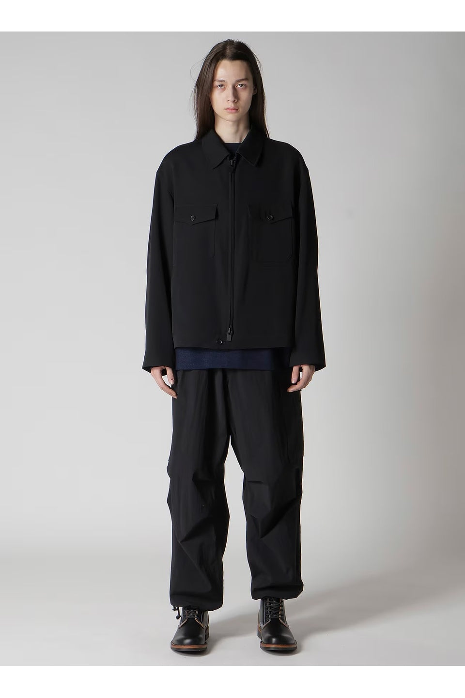 Y's for men-WOOL GABARDINE BLOUSON WITH FLAP POCKET-NOWALL