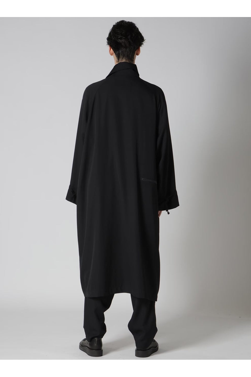 Yohji Yamamoto POUR HOMME-WOOL GABARDINE CROSS SHAPED ZIPPER COAT-NOWALL