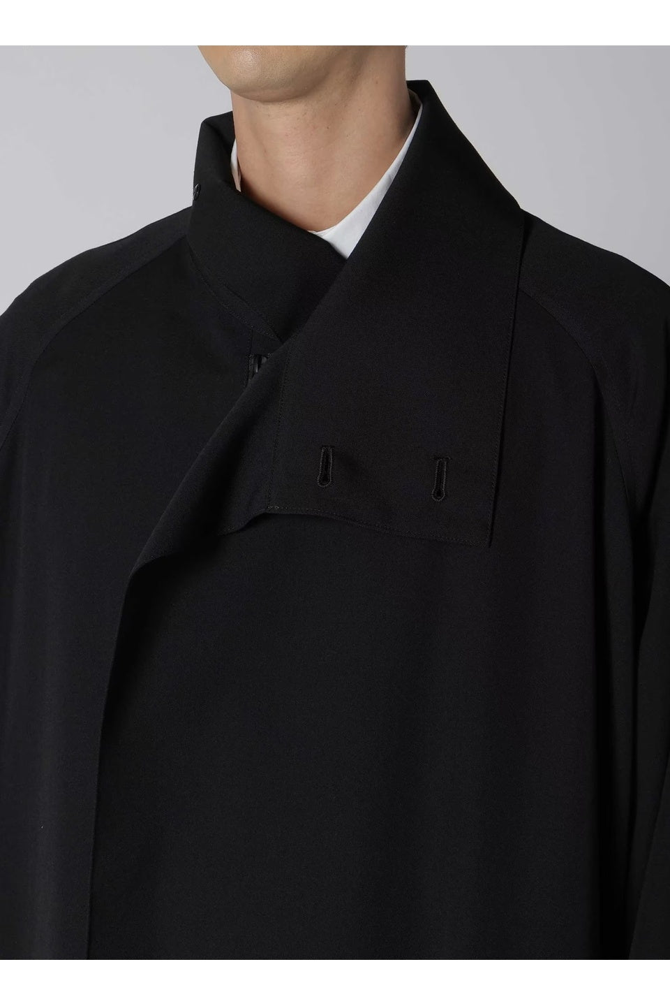 Yohji Yamamoto POUR HOMME-WOOL GABARDINE CROSS SHAPED ZIPPER COAT-NOWALL