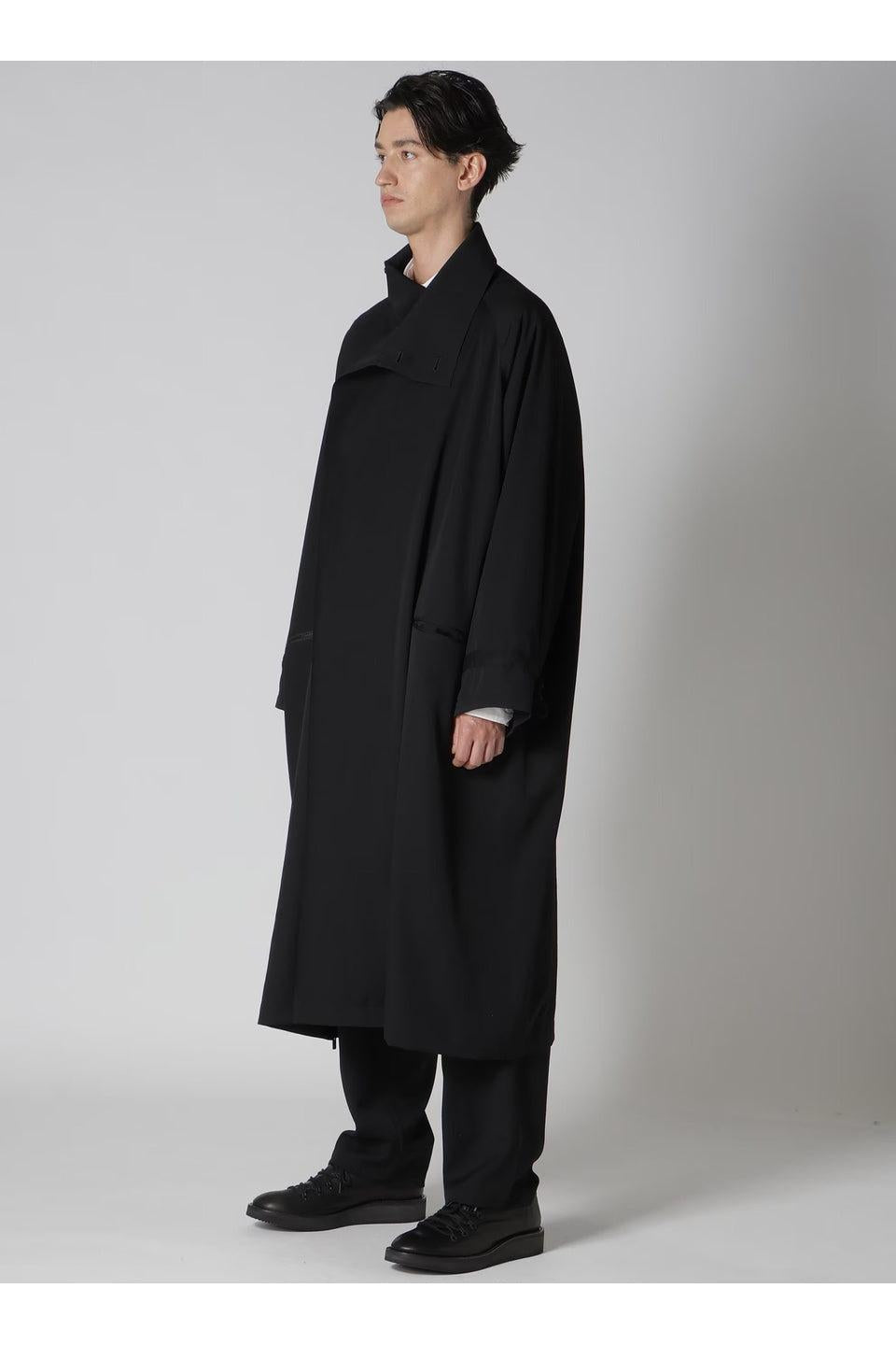 Yohji Yamamoto POUR HOMME-WOOL GABARDINE CROSS SHAPED ZIPPER COAT-NOWALL