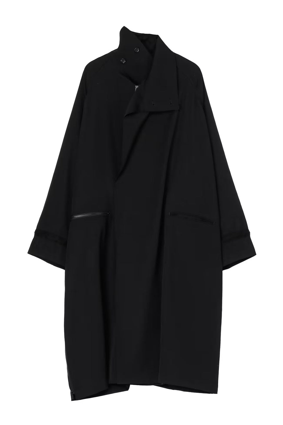 Yohji Yamamoto POUR HOMME-WOOL GABARDINE CROSS SHAPED ZIPPER COAT-NOWALL