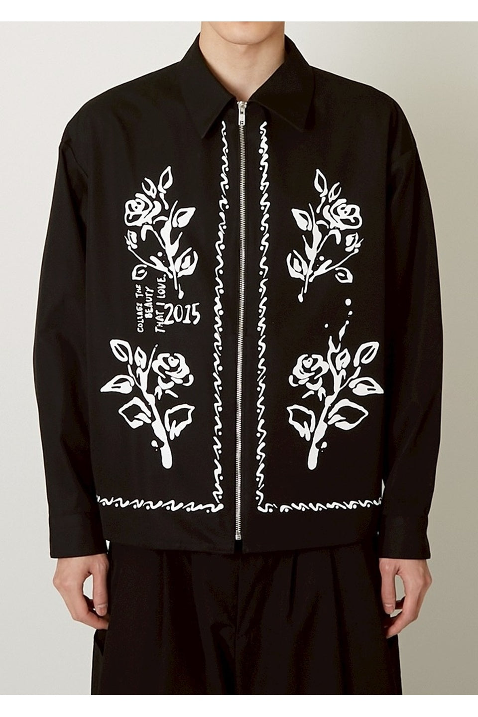 ALMOSTBLACK-WVN CODE POTTERY PRINT ZIP SHIRT-NOWALL