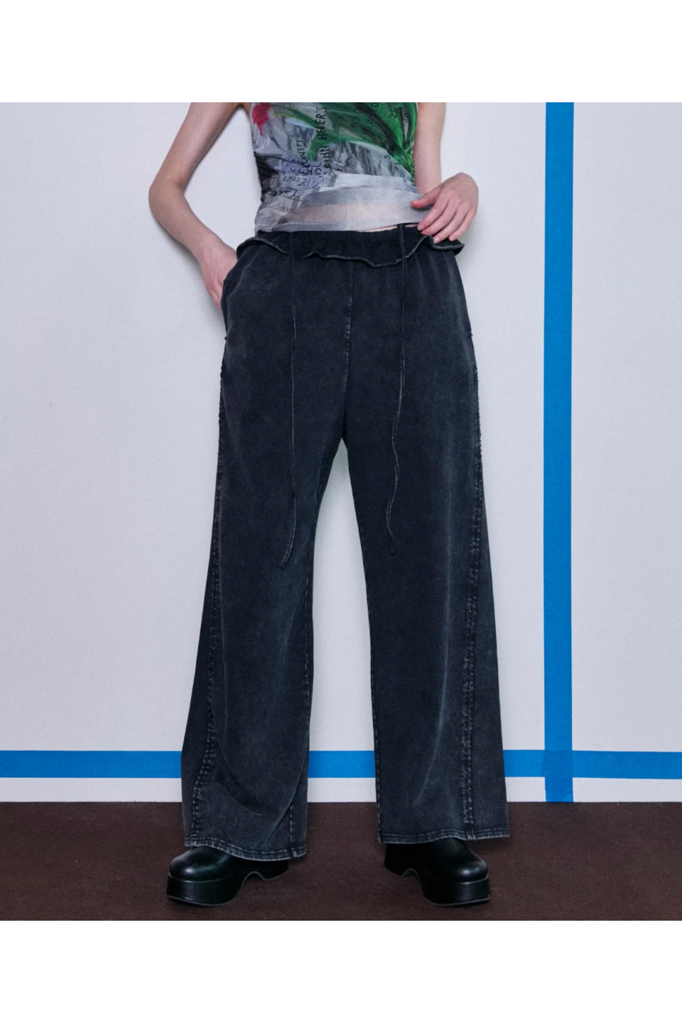 MAISON SPECIAL-Waist Ruffle Sweatpants-NOWALL