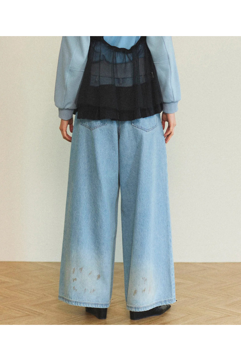 MAISON SPECIAL-Waist Tuck Wide Denim Pants-NOWALL