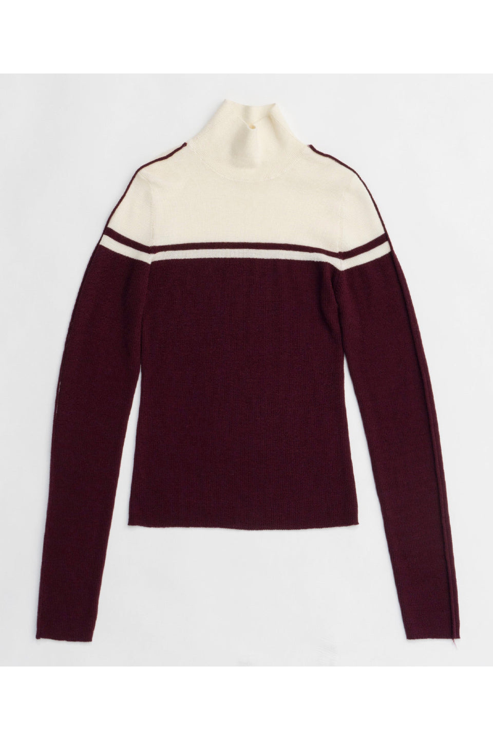 MAISON SPECIAL-Washable Wool Retro Sports Turtleneck Knit Tops-NOWALL