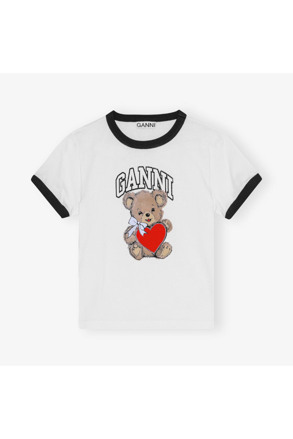 GANNI-White Basic Jersey Bear T-shirt-NOWALL