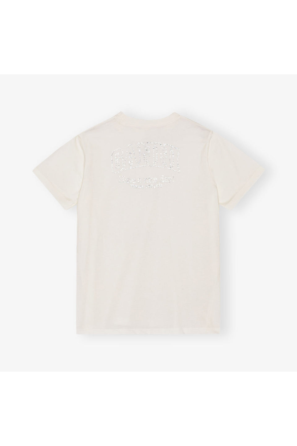 GANNI-White Basic Jersey Rhinestone Relaxed T-shirt-NOWALL