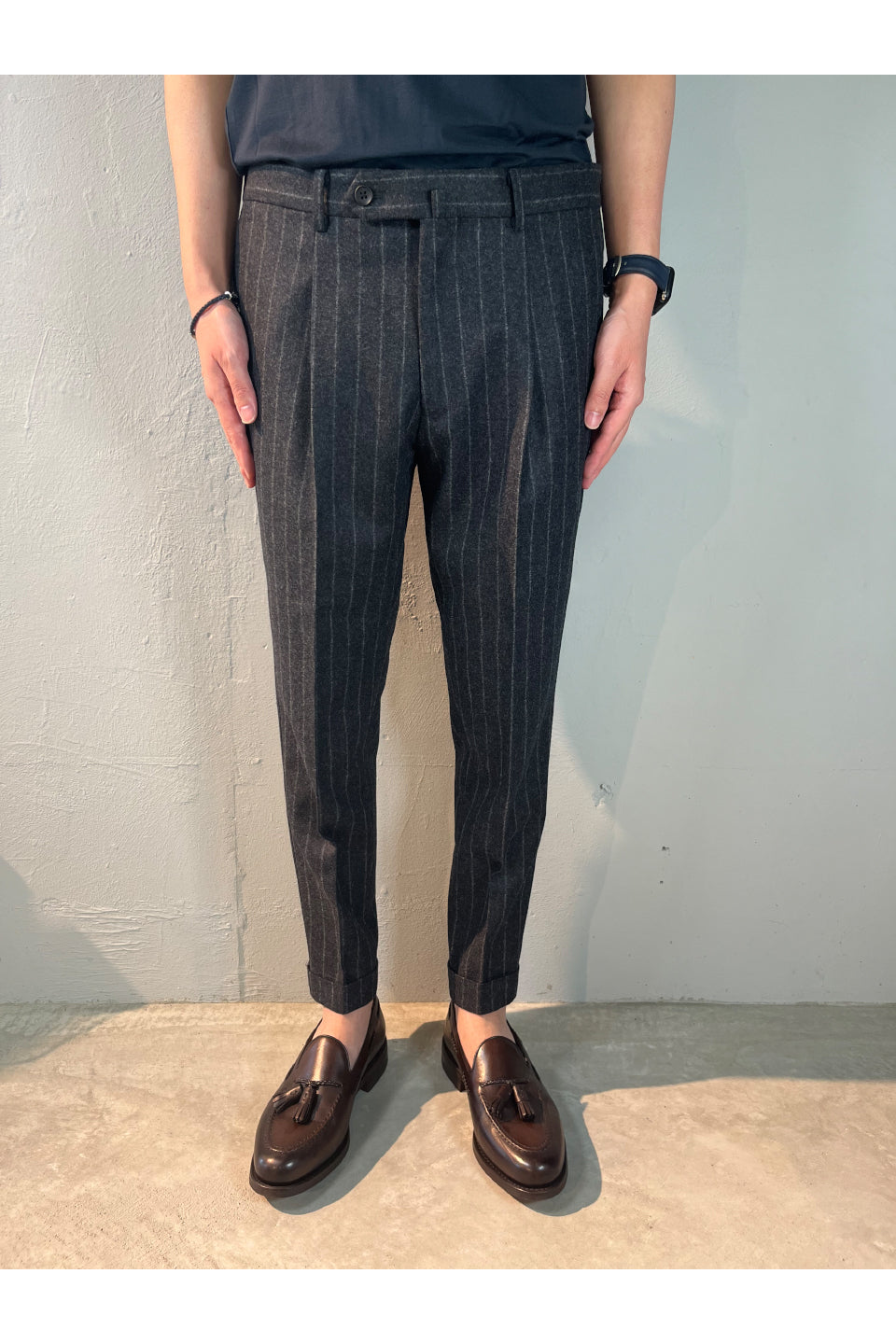 Maison M-Wool Flannel Striped Pants / Slacks-NOWALL