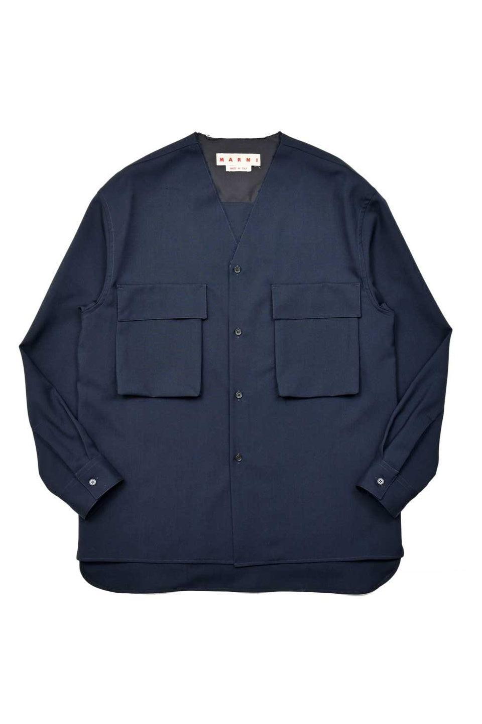 美品 マルニ ジャケット ノーカラー イタリア製 ネイビー MARNI 38 MARNI マルニ 18AW ×Frank Navin フランク ナヴィン クランク