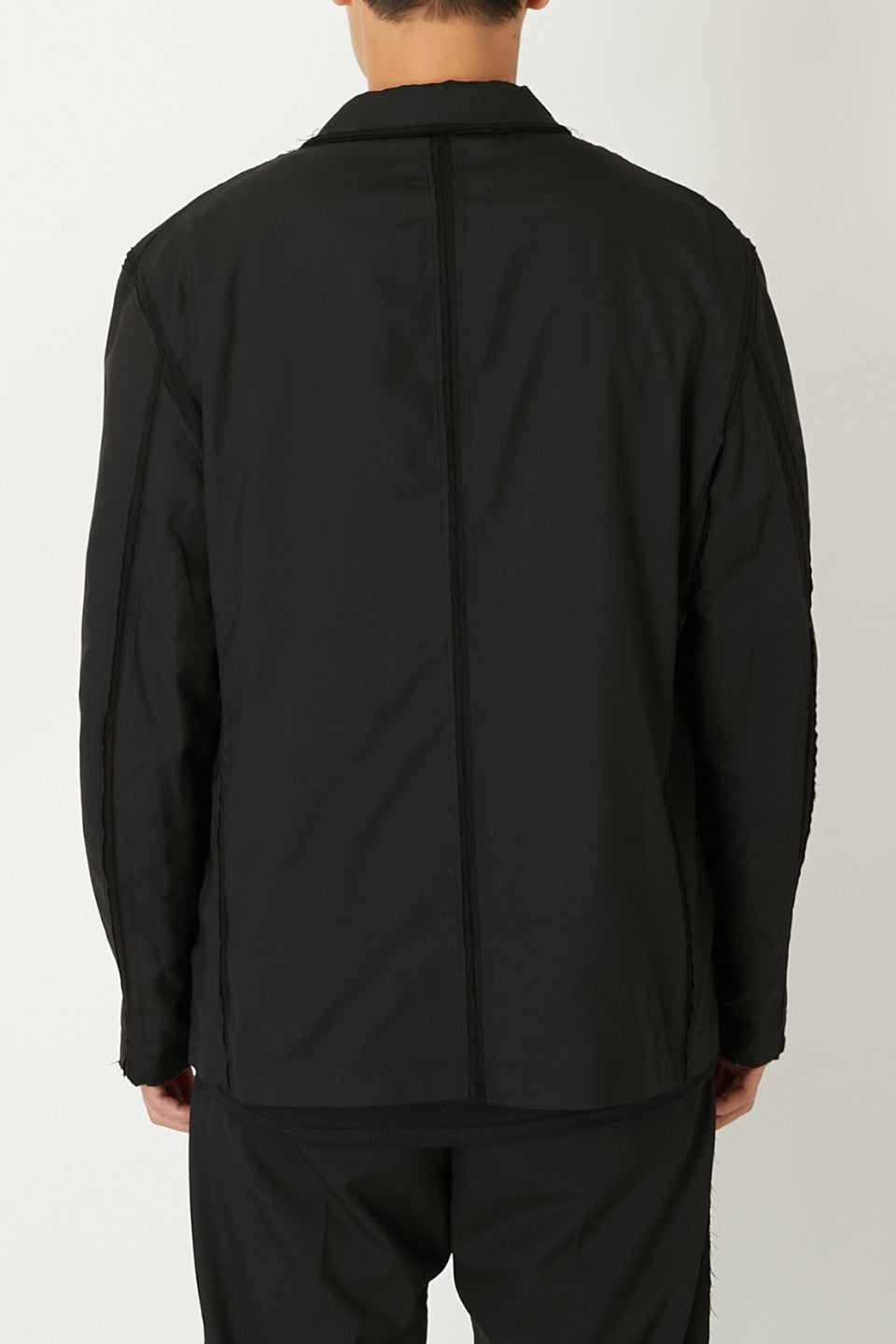 ALMOSTBLACK-Woven Cut Off Layered Jacket-NOWALL