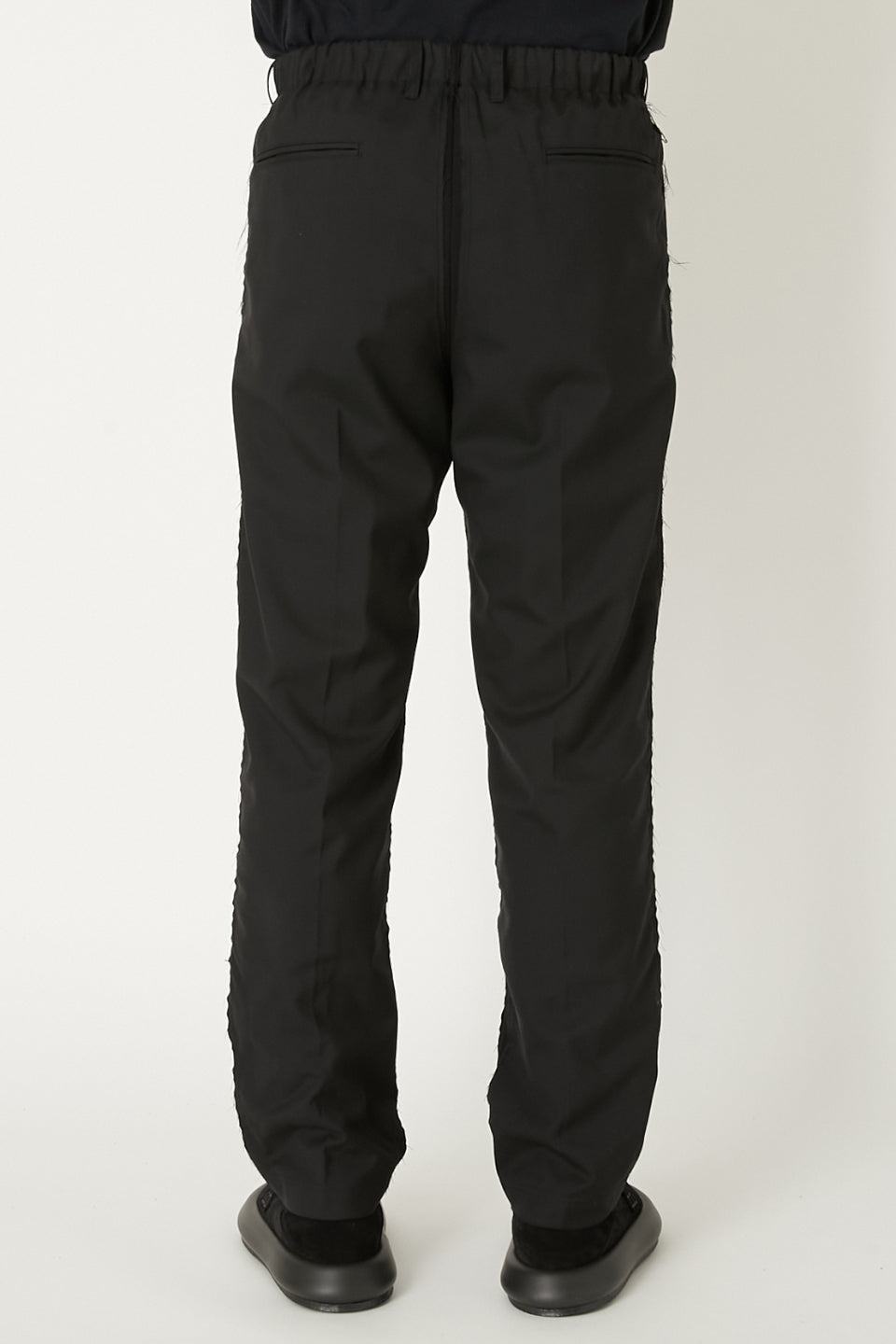 ALMOSTBLACK-Woven Cut Off Layered Pants-NOWALL