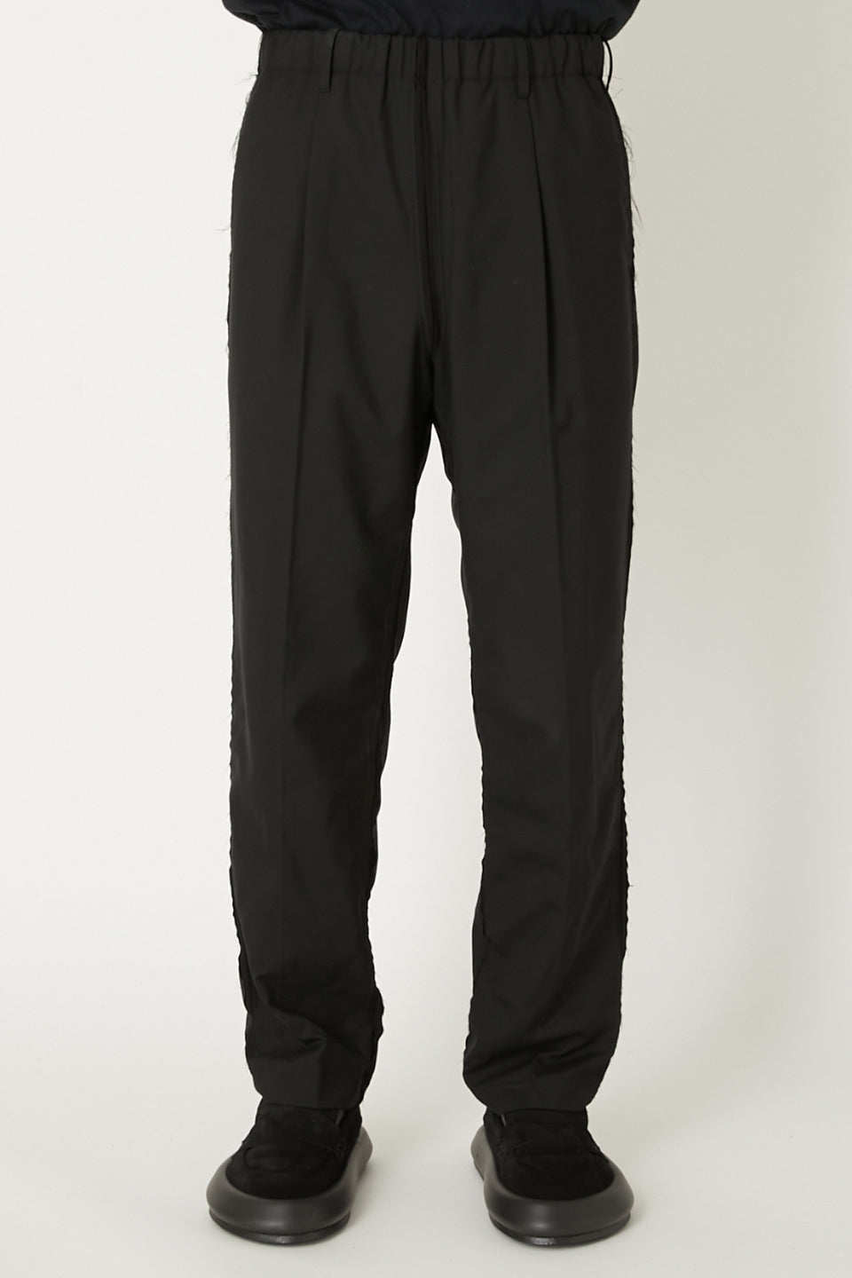 ALMOSTBLACK-Woven Cut Off Layered Pants-NOWALL