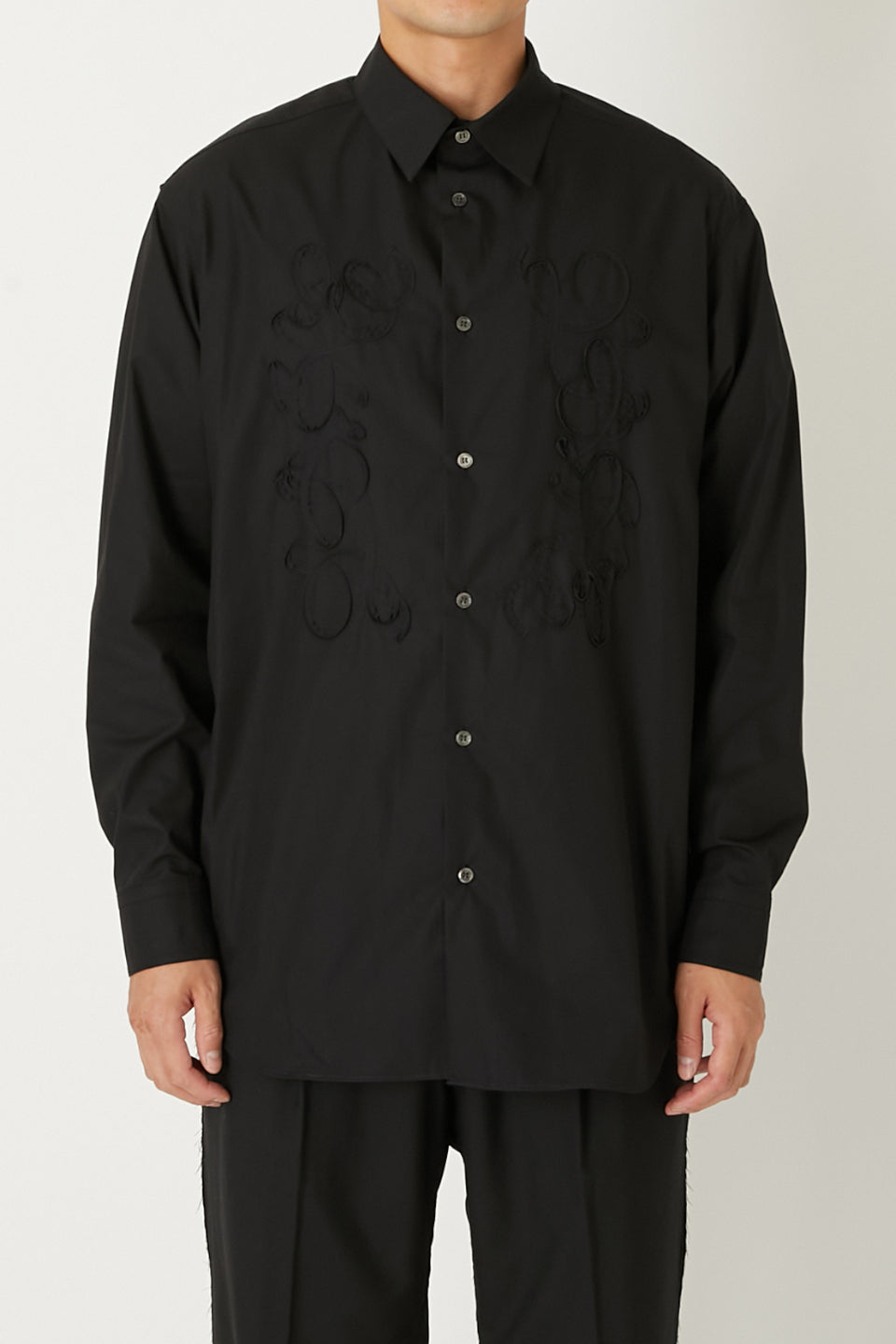 ALMOSTBLACK-Wvn Code Embroidery Dress Shirts-NOWALL