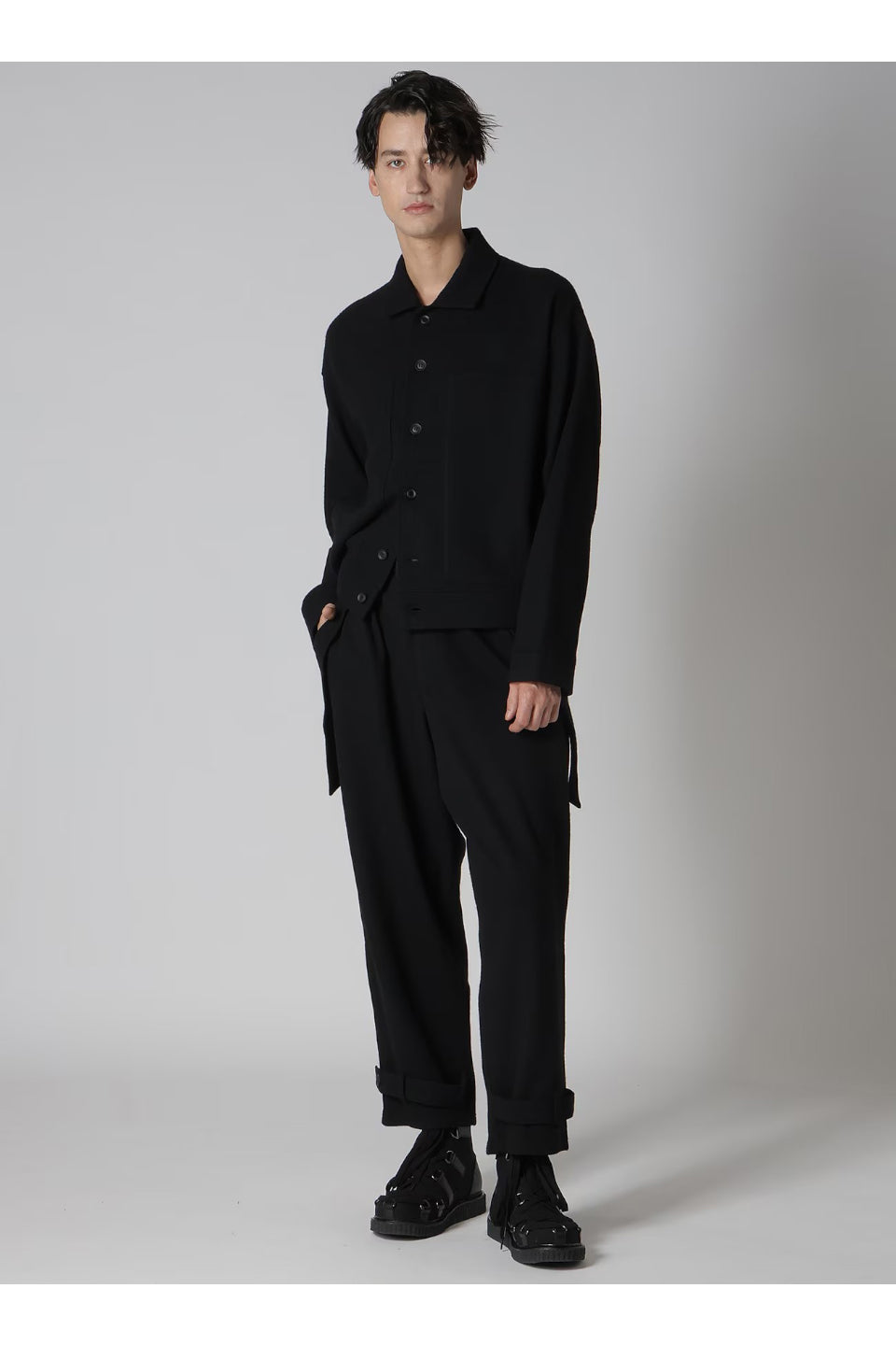 Yohji Yamamoto POUR HOMME-Soft Jersey Hem Tab Pants-NOWALL