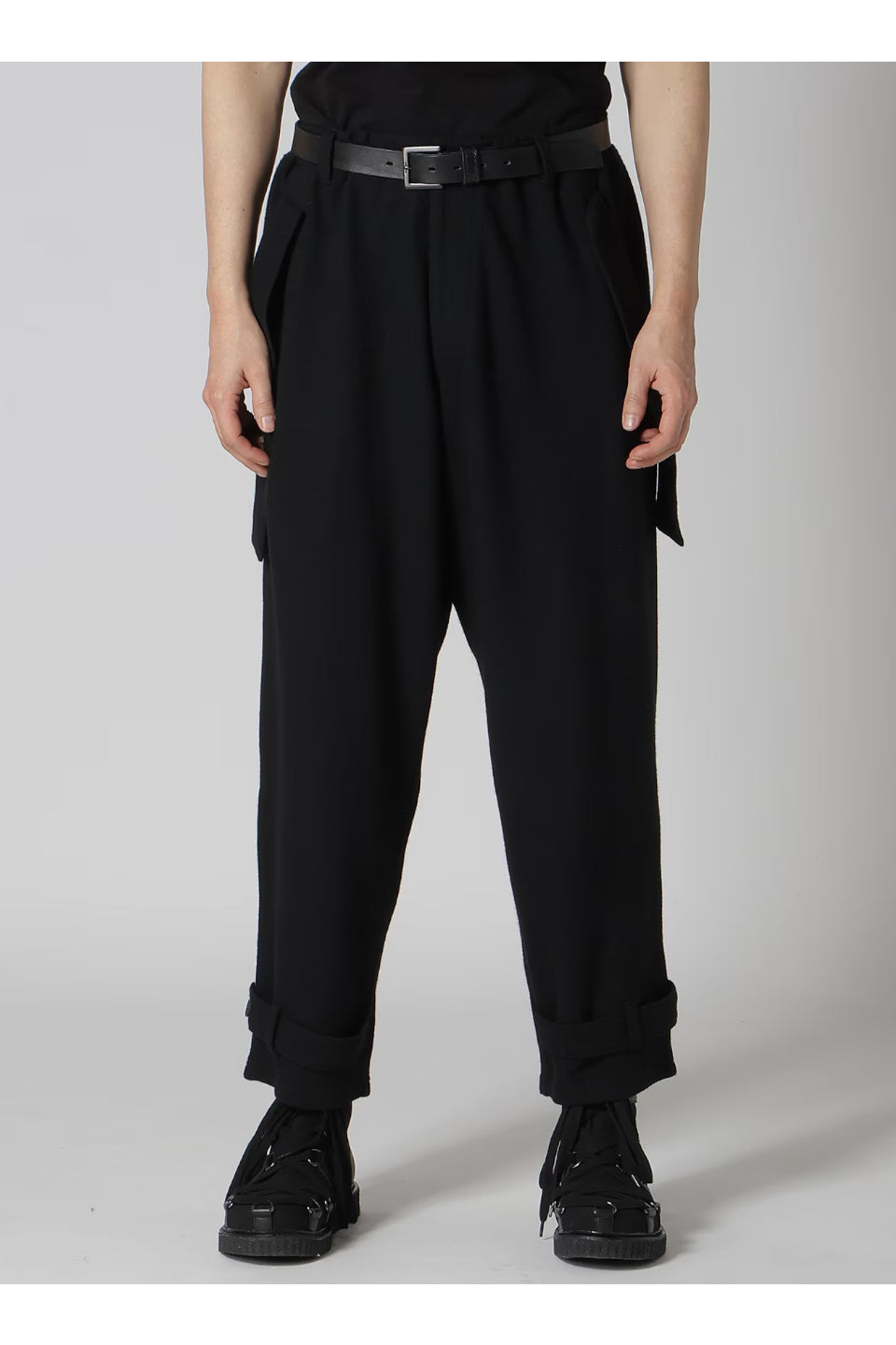 Yohji Yamamoto POUR HOMME-Soft Jersey Hem Tab Pants-NOWALL