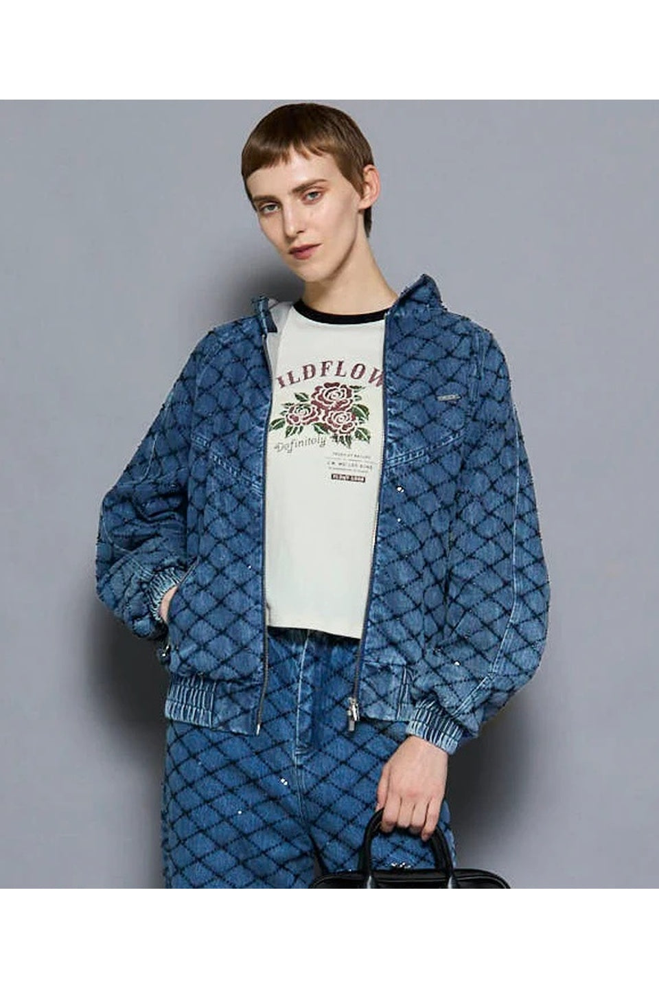 MAISON SPECIAL-【予約商品】Diamond Beads Embroidery Denim Hoodie-NOWALL