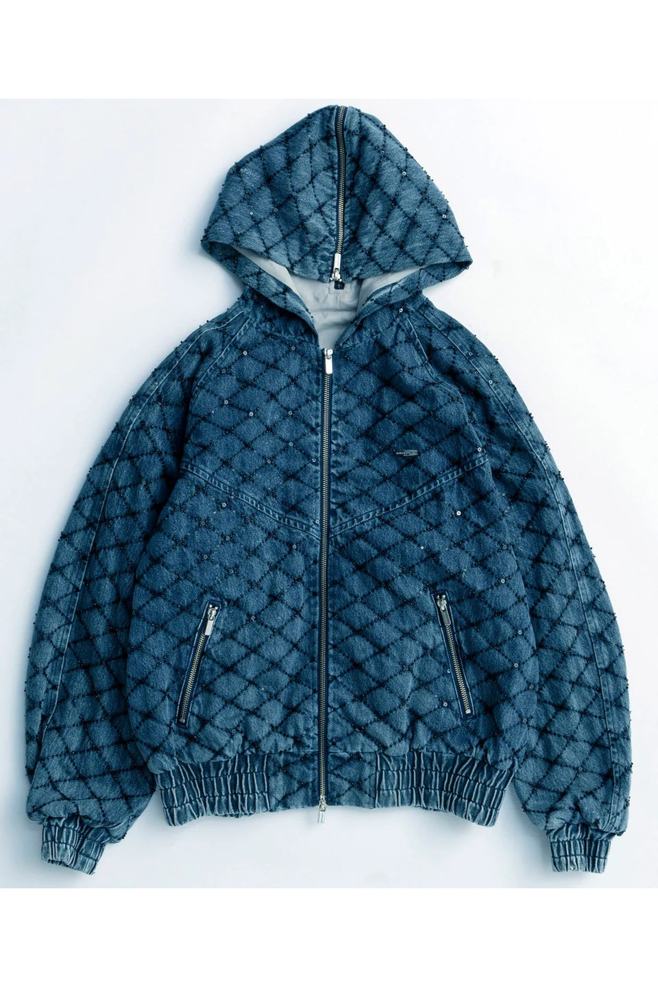 MAISON SPECIAL-【予約商品】Diamond Beads Embroidery Denim Hoodie-NOWALL