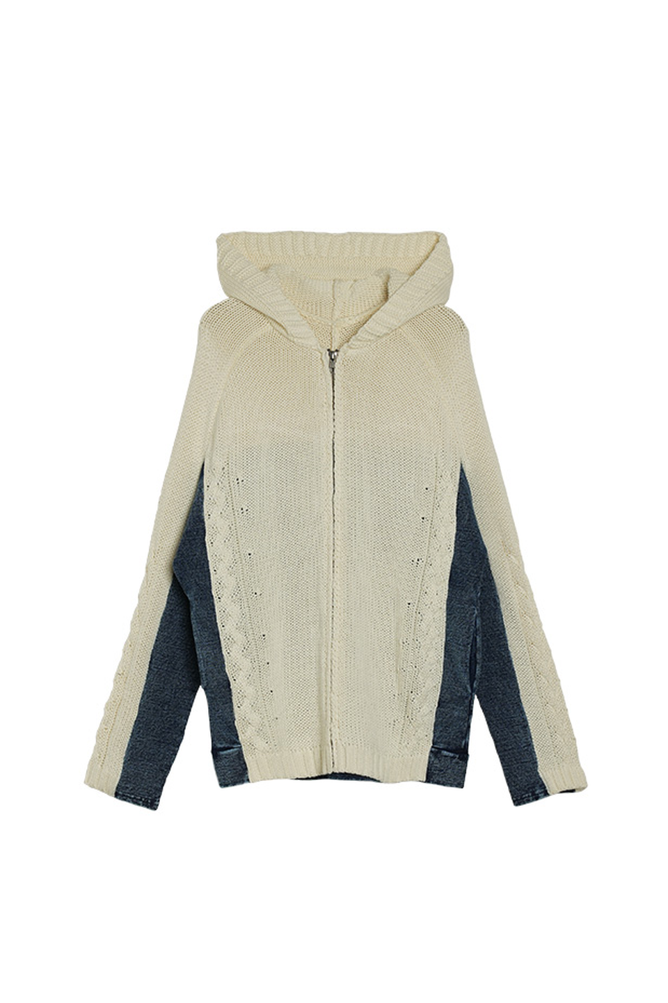 MICALLE MICALLE-denim docking knit / zip up hoodie-NOWALL