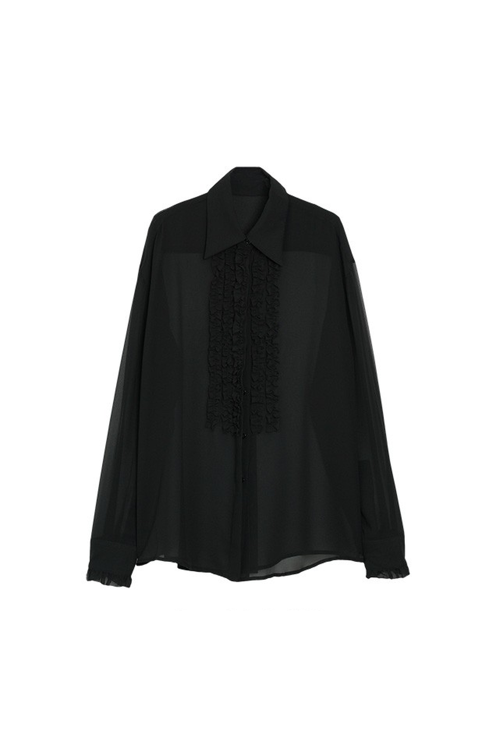 MICALLE MICALLE-ruffle sheer shirt-NOWALL