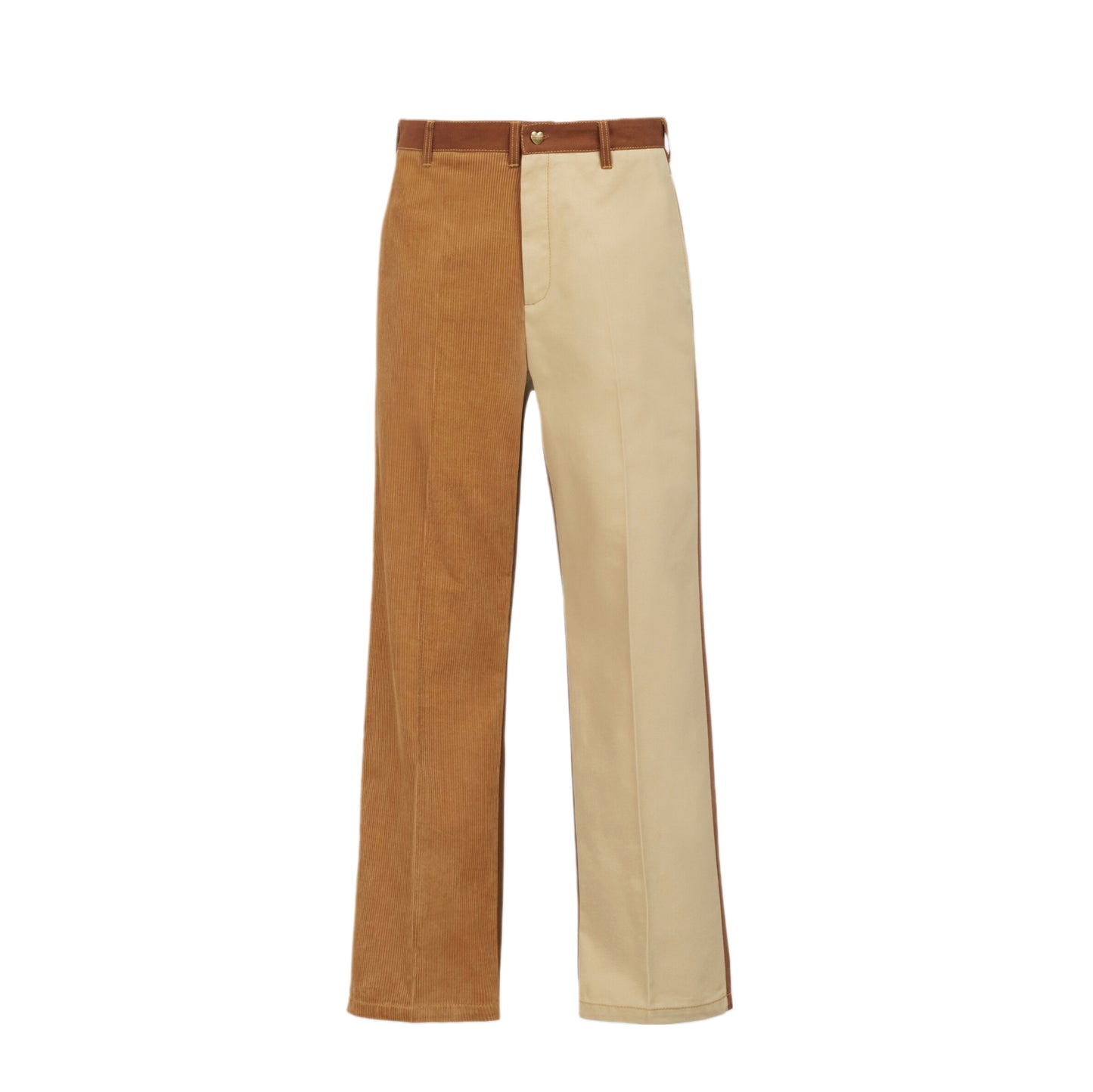 BROWN COLOUR-BLOCK TROUSERS